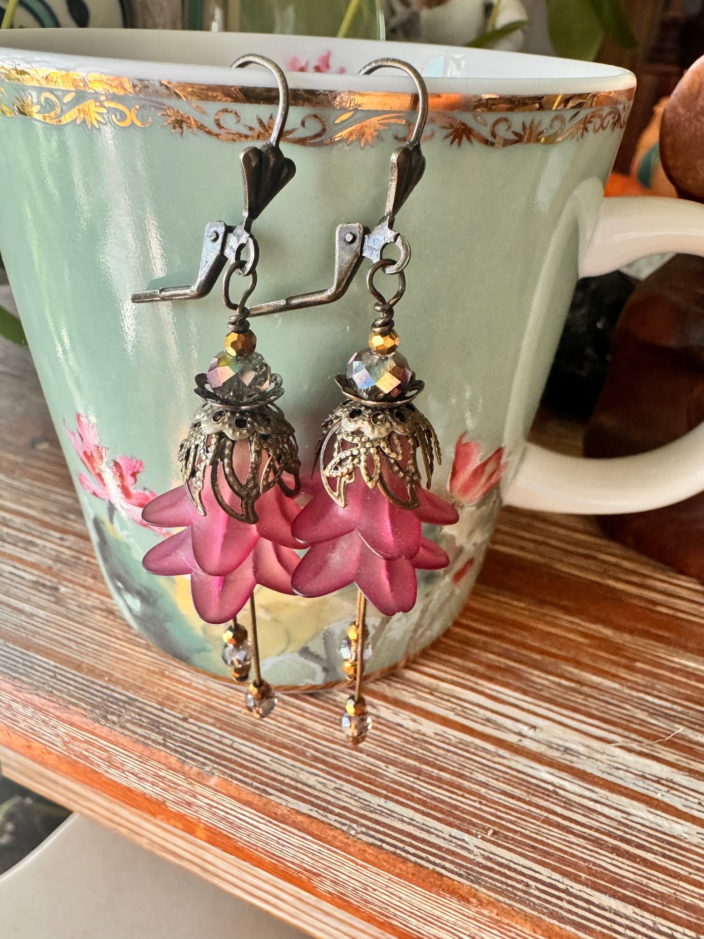 Purple flower fairies earrings