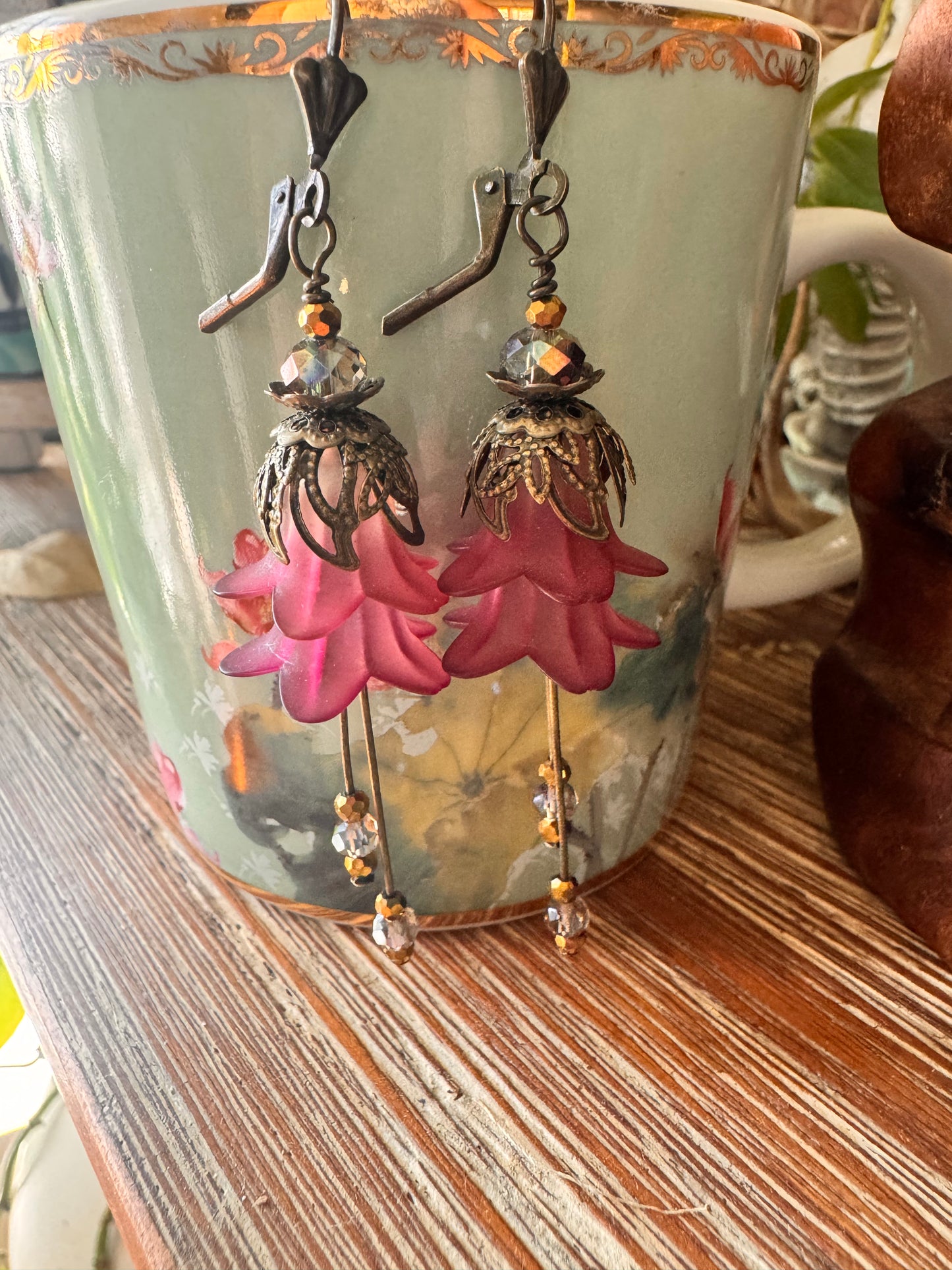 Purple flower fairies earrings