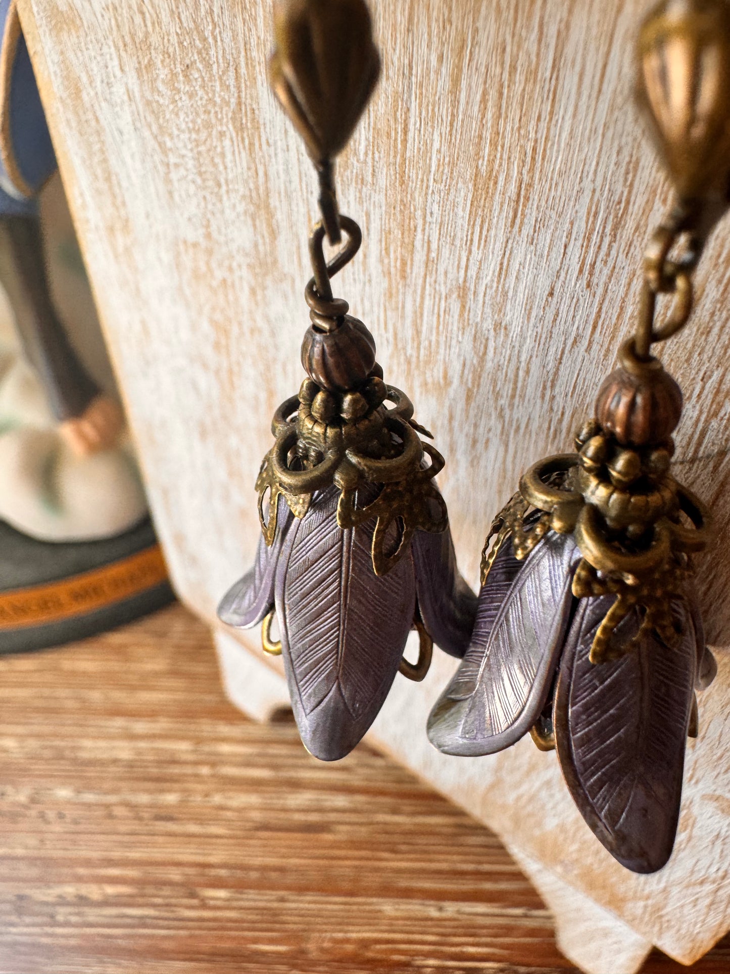 Purple fairie flower earrings