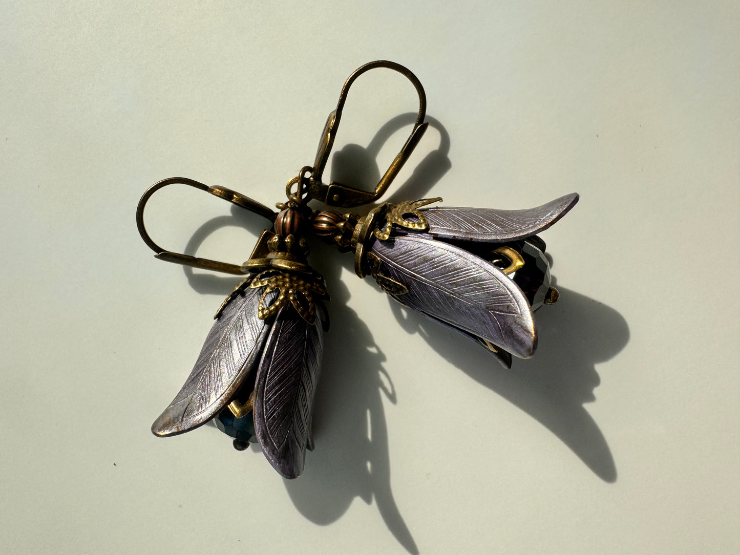 Purple fairie flower earrings
