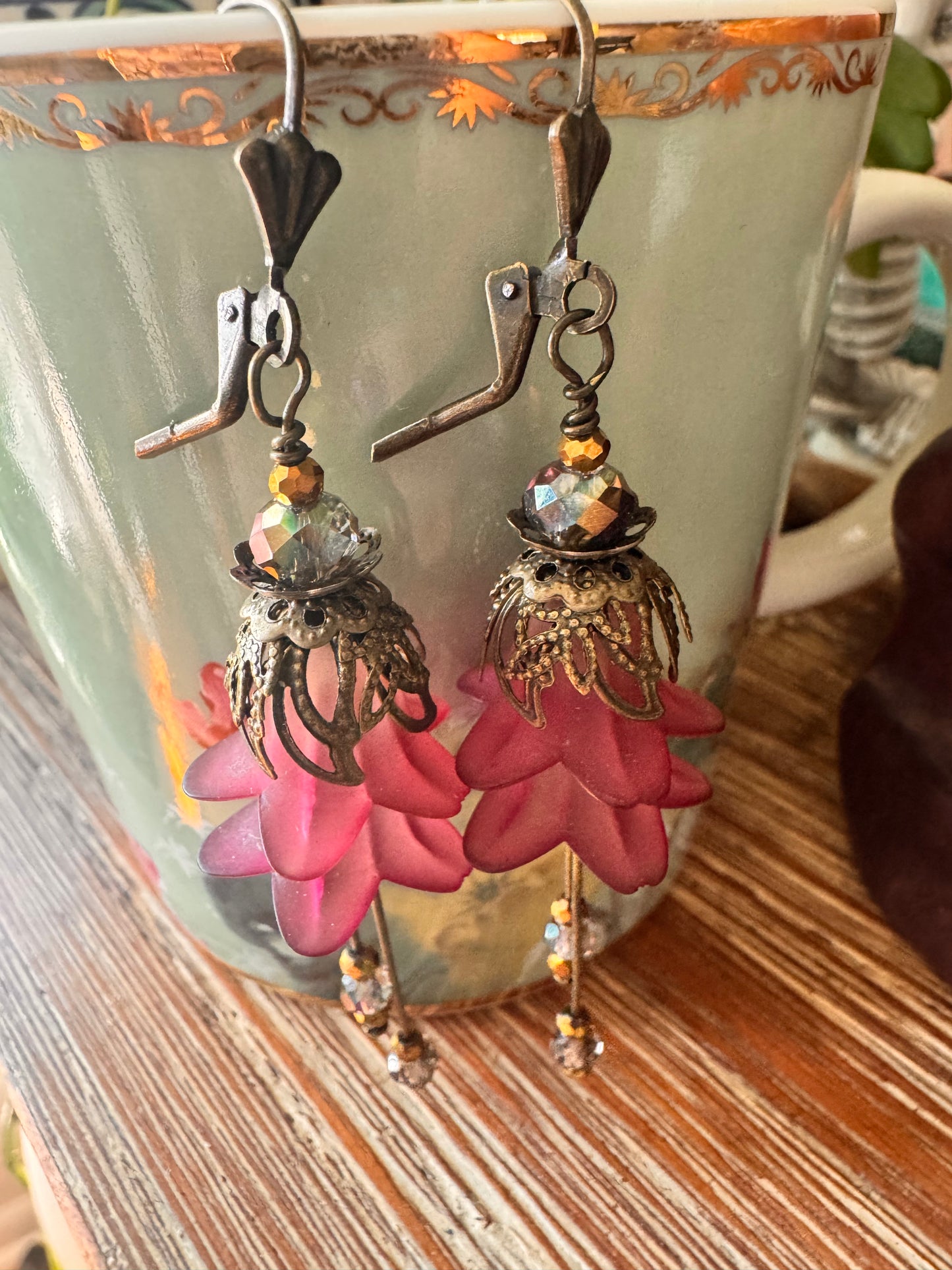 Purple flower fairies earrings