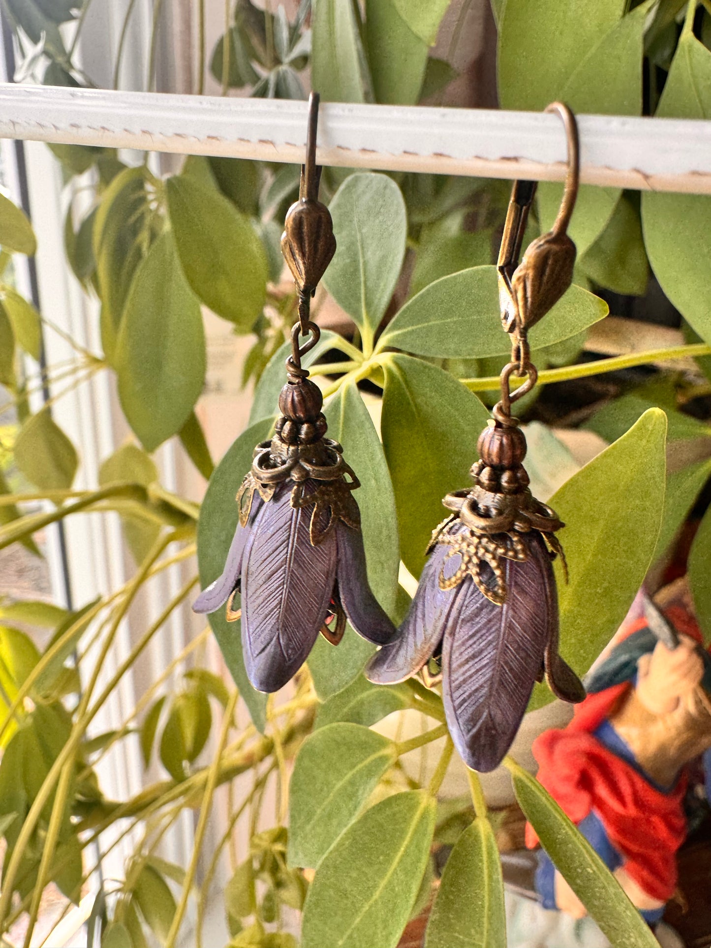 Purple fairie flower earrings