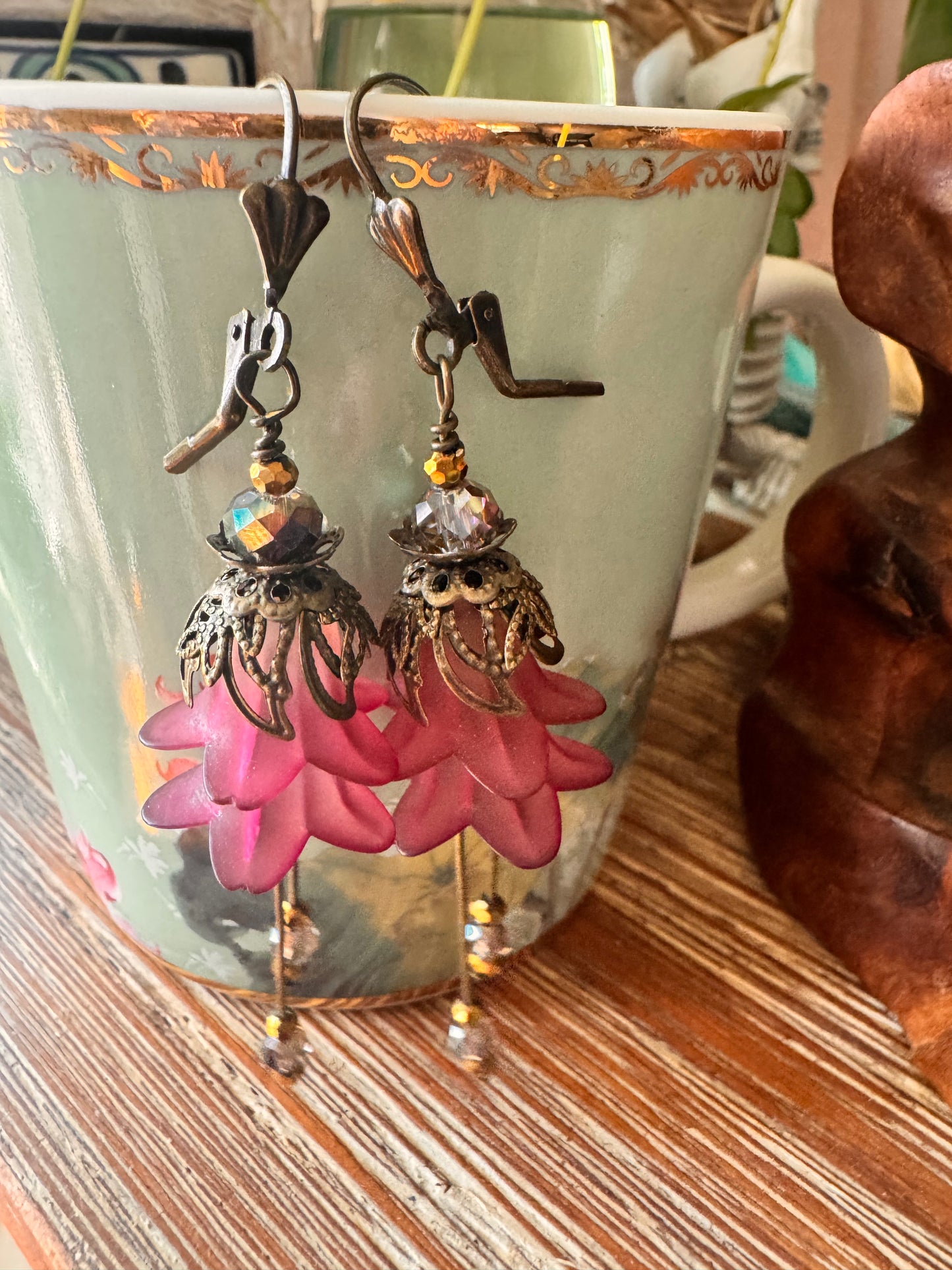 Purple flower fairies earrings