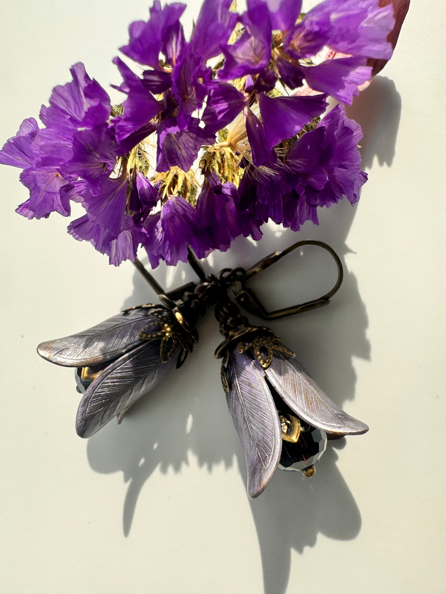 Purple fairie flower earrings