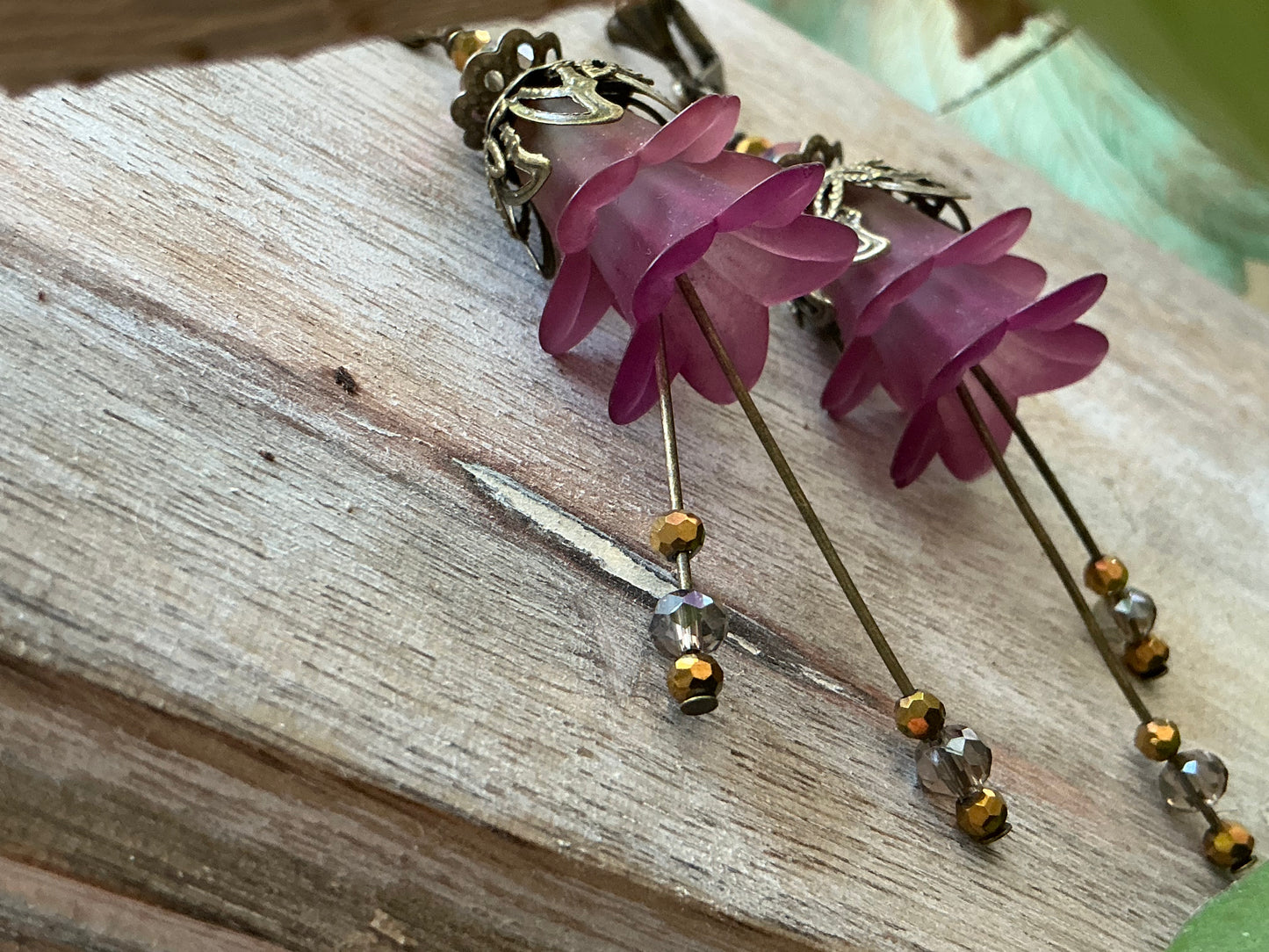 Purple flower fairies earrings